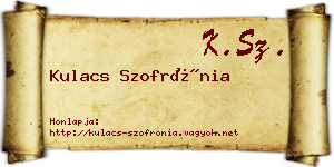 Kulacs Szofrónia névjegykártya